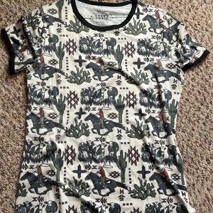 Crazy Train Western Print Short Sleeve Tee - large